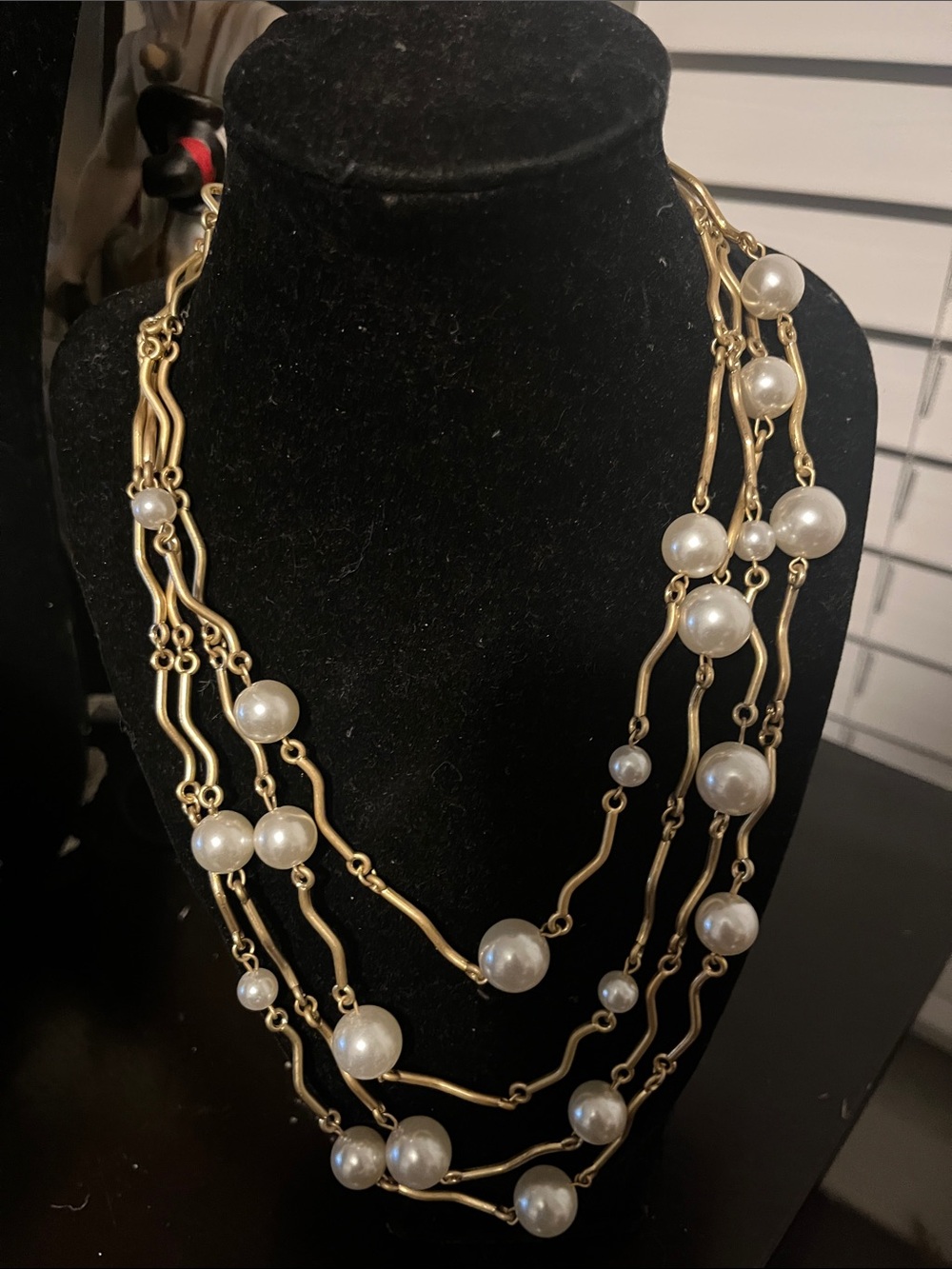 Vintage Gold Multi-Strand Pearl Necklace - Classic Women’s Jewelry